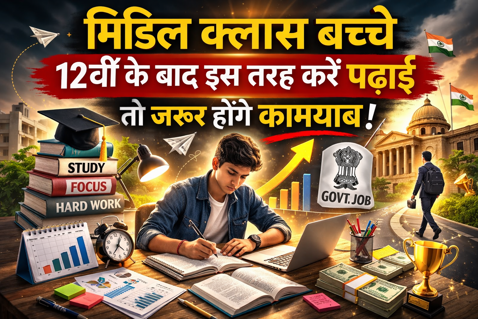 12वीं के बाद मिडिल क्लास स्टूडेंट क्या करें? सही कोर्स, सही करियर और सरकारी नौकरी की तैयारी का पूरा गाइड.....